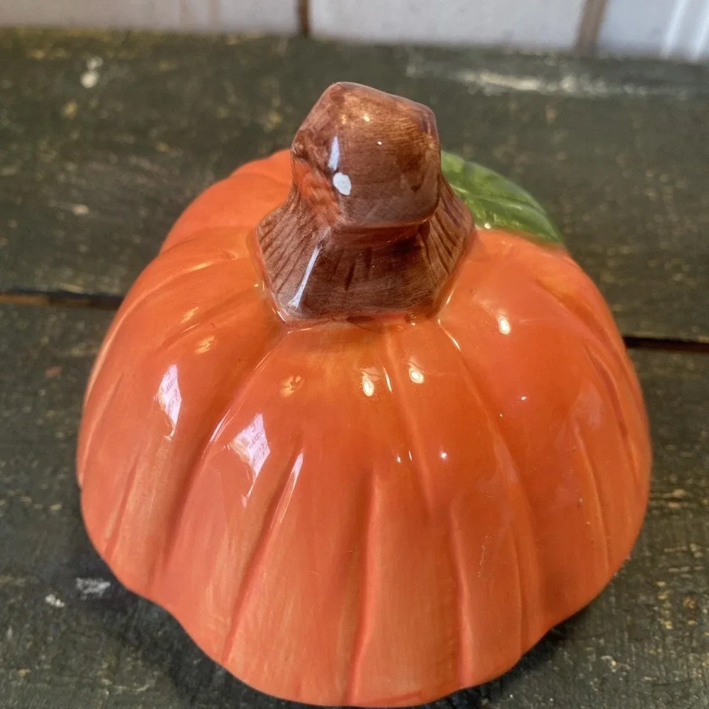 Vintage‎ 90s Ceramic Cookie Jar Halloween Tall Pumpkin Black Cat Ghost Canister